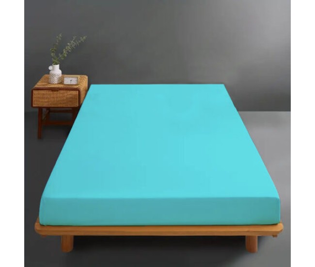 Husa de pat bumbac 100 % tricot bleu Husa de pat bumbac 100 % tricot bleu